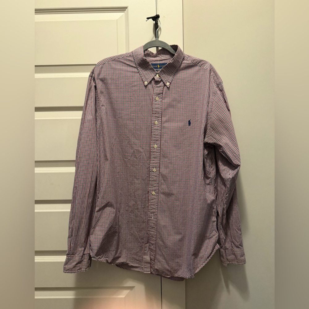 Ralph Lauren Red and White Checkered Button Down Shirt